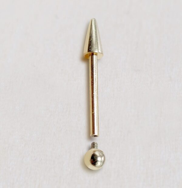 il_fullxfull.6368987302_f6pk 14K Solid Gold Spike Barbell Piercing, Cartilage Helix Piercing - Internally threaded - Body Piercing Also for Nipple Bar