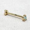 14K Solid Gold Nipple Barbell Jewellery with Opal Stone - Internally threaded - Body Piercing Also for Cartilage Earrings - 1pc each order