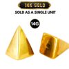 14K Solid Gold Loose Part Replacement 4-Sided Pyramid End, 14G Barbell Piercing, Eyebrow, Cartilage, Labret Studs and Belly Piercing Jewelry