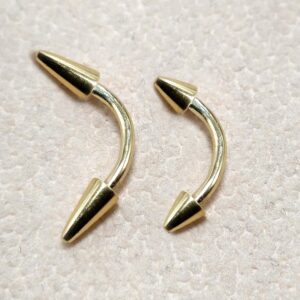 il_fullxfull.6386876862_blag_361b947e-f00a-468c-af60-9a9edf40ba51 14K Solid Gold Spike Eyebrow Piercing Jewellery Curved Barbell Cones - 1pc Each Order