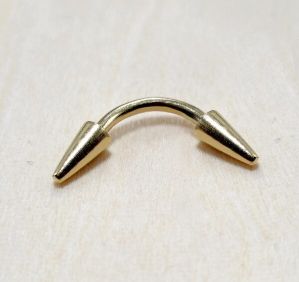 14K Solid Gold Spike Eyebrow Piercing Jewellery Curved Barbell Cones - 1pc Each Order