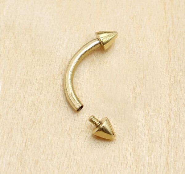 Spike Eyebrow Piercing Jewellery 14K Solid Gold Internally Threaded Curved Barbell - 1pc Each Order