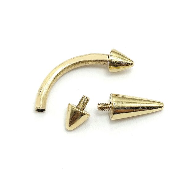 Spike Eyebrow Piercing Jewellery 14K Solid Gold Internally Threaded Curved Barbell - 1pc Each Order