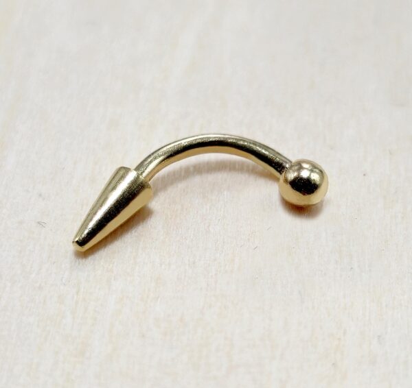 14K Solid Gold Spike Vertical Labret Stud Lip Piercing Curved Barbell - Gold Body Jewellery for Eyebrows and Ear Piercings- 1pc Each Order