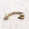 14K Solid Gold Internal Threaded Spike Curved Barbell, Vertical Labret Stud Lip Piercing - Body Jewellery Also for Eyebrows - 1pc each order