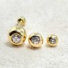 14K Solid Gold 18G Cartilage Barbell Earrings with Custom Size Gem Ball - Plain Ball Size 2.5mm - Body Jewellery - 1pc each Order