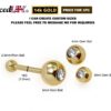 14K Solid Gold 18G Cartilage Barbell Earrings with Custom Size Gem Ball - Plain Ball Size 2.5mm - Body Jewellery - 1pc each Order