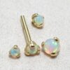 14K Solid Gold Nipple Barbell Jewellery with Opal Stone - Internally threaded - Body Piercing Also for Cartilage Earrings - 1pc each order