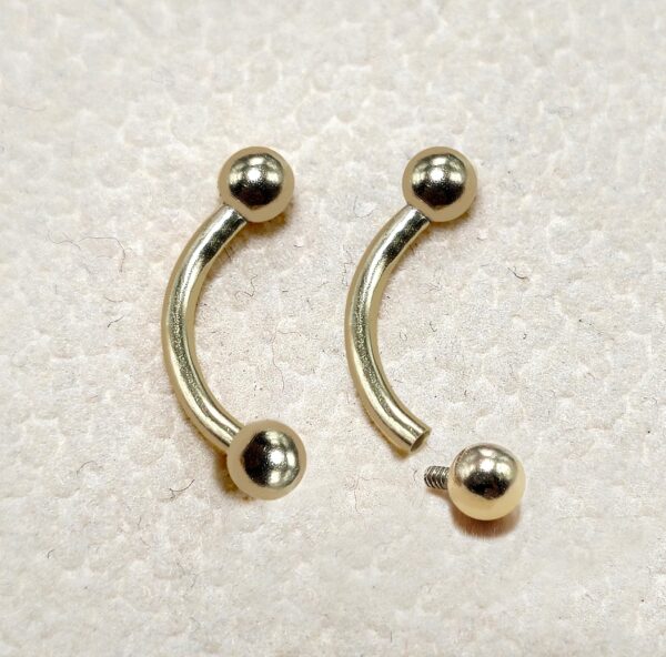 14K Solid Gold Vertical Labret Lip Barbell - Internal Threaded Also for Eyebrows, Rook Cartilage Earrings - 1pc each order