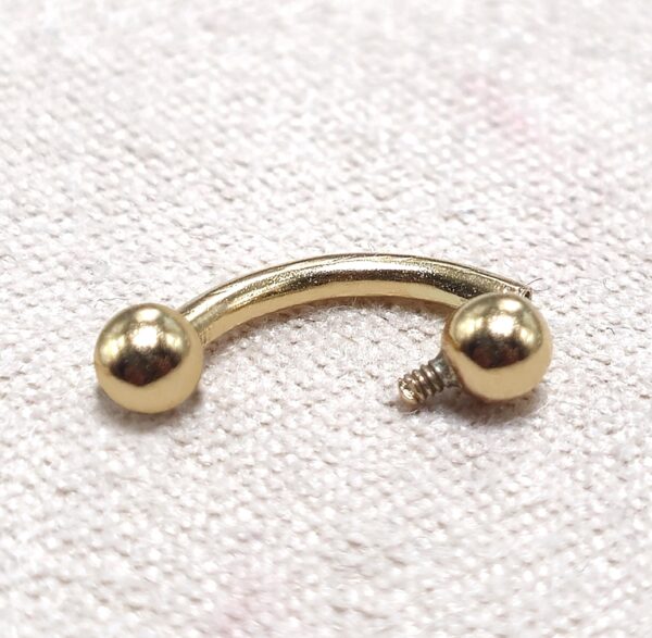 14K Solid Gold Vertical Labret Lip Barbell - Internal Threaded Also for Eyebrows, Rook Cartilage Earrings - 1pc each order