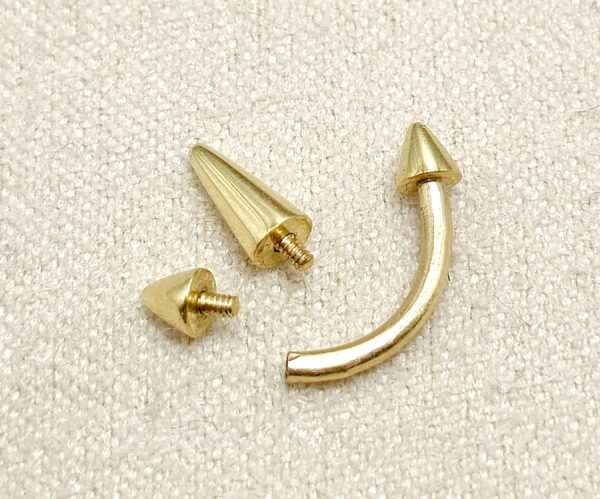 Spike Eyebrow Piercing Jewellery 14K Solid Gold Internally Threaded Curved Barbell - 1pc Each Order