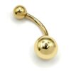 14K Solid Gold Belly Bar - 4.6 grams 14G Navel Ring - Body Piercing 10mm Belly Button Jewelry - Both Ball Screws Out