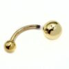 14K Solid Gold Belly Bar - 4.6 grams 14G Navel Ring - Body Piercing 10mm Belly Button Jewelry - Both Ball Screws Out