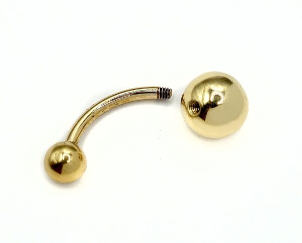 14K Solid Gold Belly Bar - 4.6 grams 14G Navel Ring - Body Piercing 10mm Belly Button Jewelry - Both Ball Screws Out